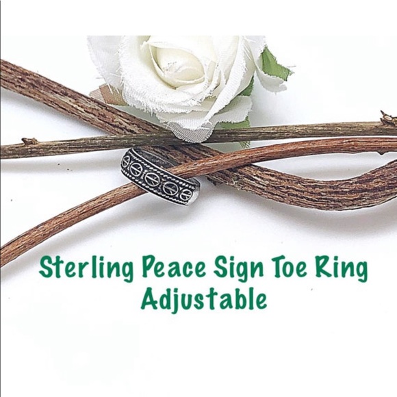 Peace Sign Sterling Silver Toe Ring, 3/8”, Adjustable, NEW, Ships in Gift Box - Picture 3 of 9